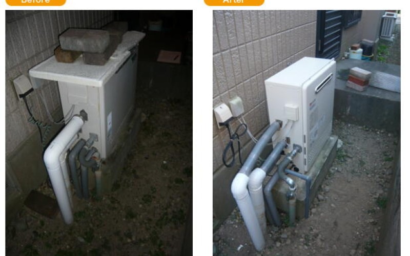 浜松の給湯交換サービスの施工事例です。浜松市南区で給湯器の取替え工事。GT-C2452SARX-2 BL