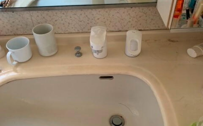 洗面化粧台のシャワー水栓交換交換の施工事例です。掛川市横須賀S様宅